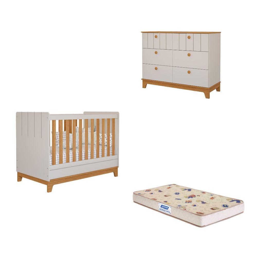 Quarto de Bebê com Cômoda Berço e Colchão Liza Permobili - 1