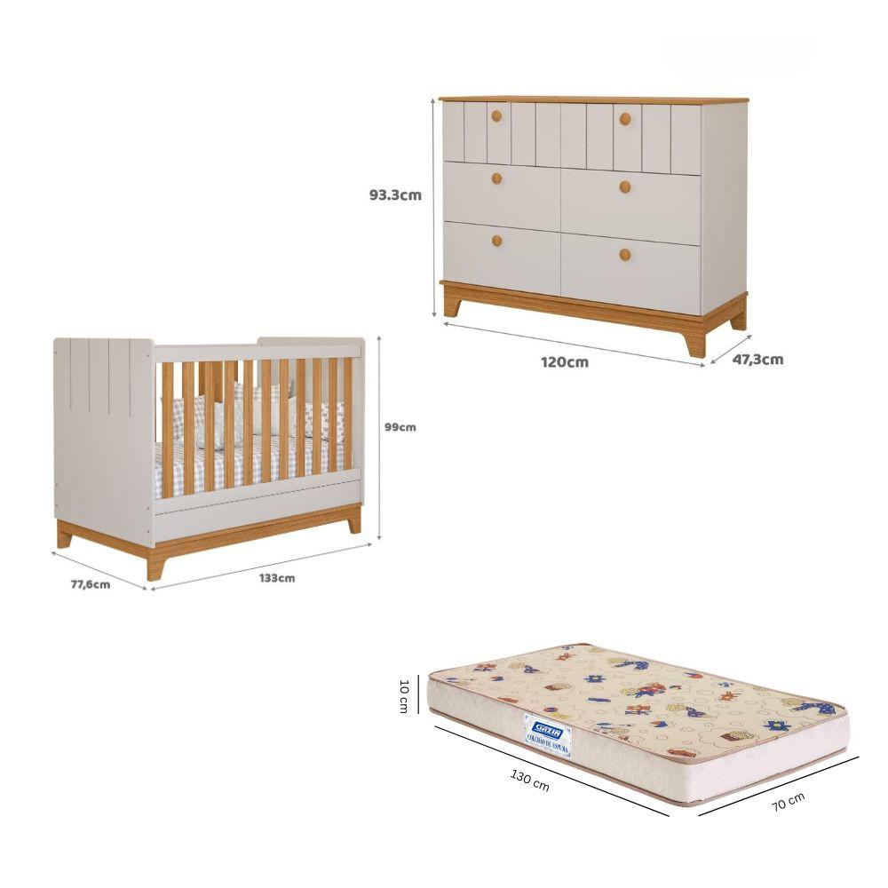 Quarto de Bebê com Cômoda Berço e Colchão Liza Permobili - 2