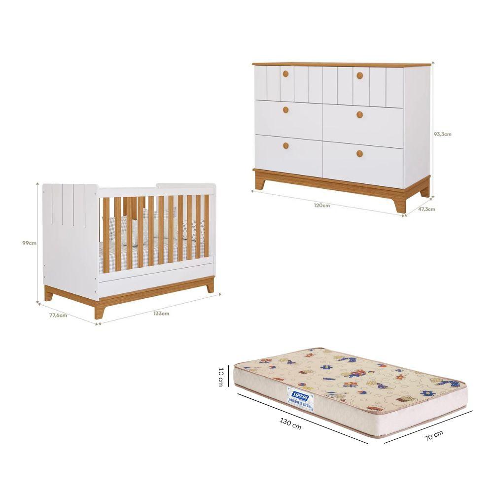 Quarto de Bebê com Cômoda Berço e Colchão Liza Permobili - 2