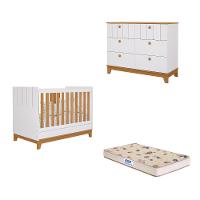 Quarto de Bebê com Cômoda Berço e Colchão Liza Permobili - 1