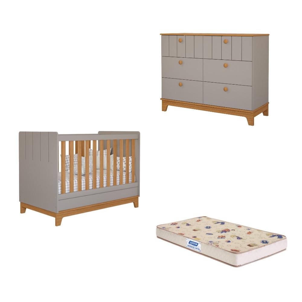Quarto de Bebê com Cômoda Berço e Colchão Liza Permobili - 1