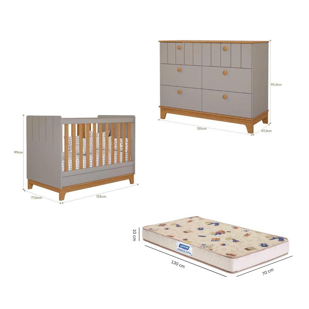 Quarto de Bebê com Cômoda Berço e Colchão Liza Permobili - 2