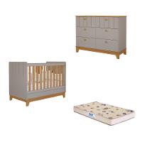 Quarto de Bebê com Cômoda Berço e Colchão Liza Permobili - 1