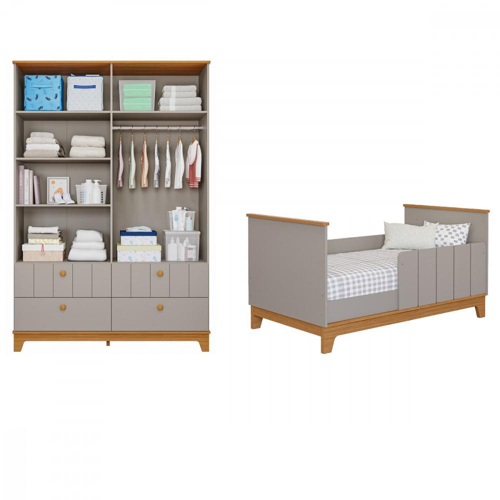 Quarto de Bebê com Guarda Roupa Berço e Colchão Liza Permobili - 3