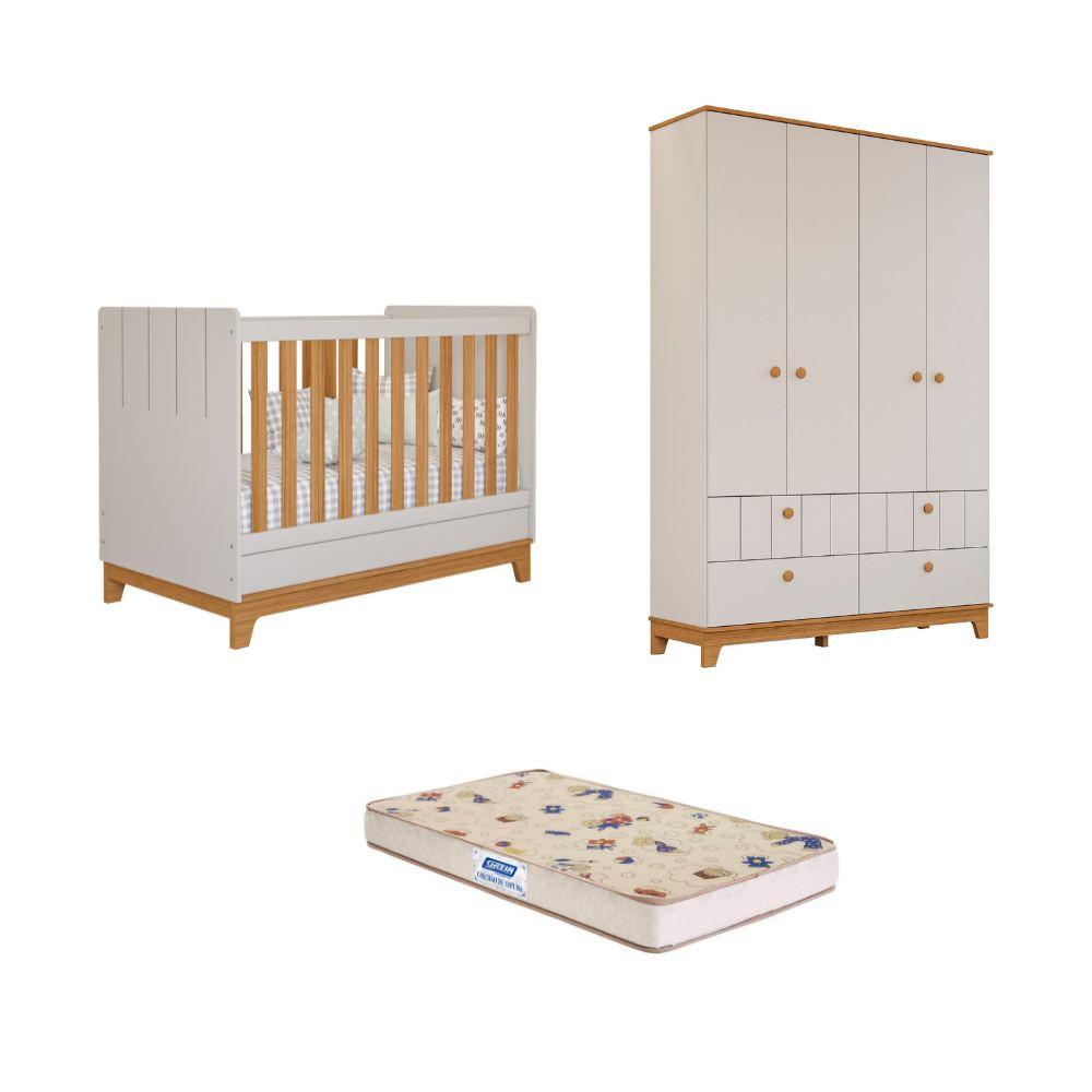 Quarto de Bebê com Guarda Roupa Berço e Colchão Liza Permobili - 1