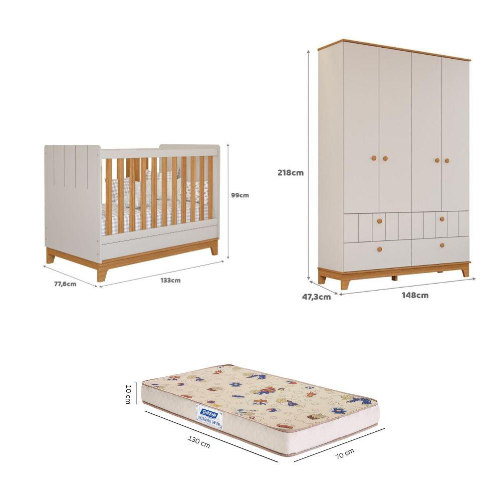 Quarto de Bebê com Guarda Roupa Berço e Colchão Liza Permobili - 2