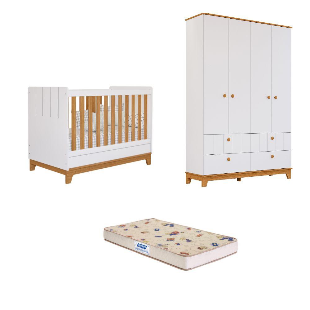 Quarto de Bebê com Guarda Roupa Berço e Colchão Liza Permobili - 1