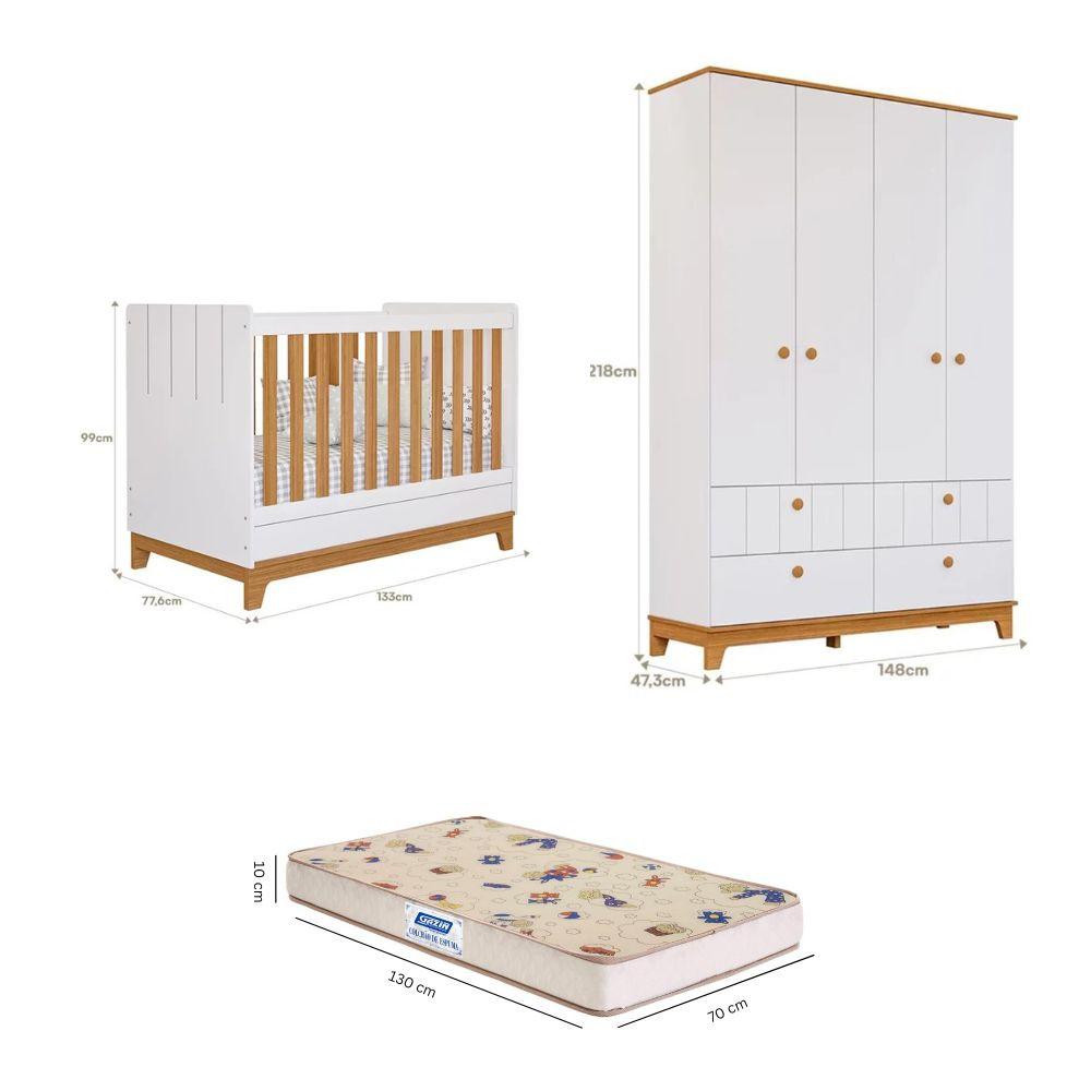 Quarto de Bebê com Guarda Roupa Berço e Colchão Liza Permobili - 2