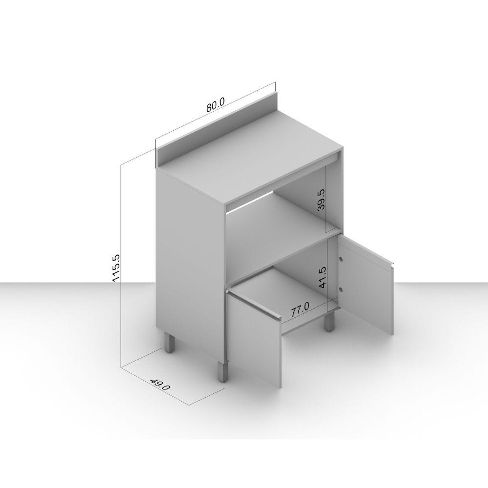 Balcão 2 Portas 80cm com Nicho e Tampo Koya Politorno Móveis - 5