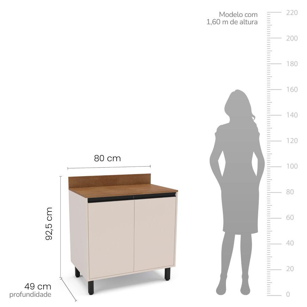 Balcão 2 Portas 80cm com Tampo Koya Politorno Móveis - 3