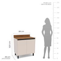 Balcão 2 Portas 80cm com Tampo Koya Politorno Móveis - 3