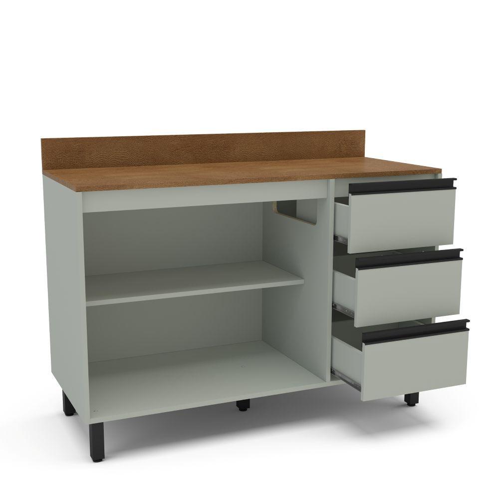 Balcão de Pia 2 Portas 3 Gavetas com Tampo Koya Politorno Móveis - 3