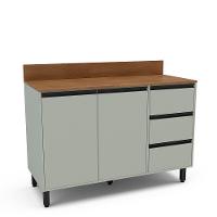 Balcão de Pia 2 Portas 3 Gavetas com Tampo Koya Politorno Móveis - 2