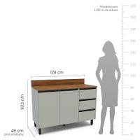 Balcão de Pia 2 Portas 3 Gavetas com Tampo Koya Politorno Móveis