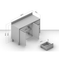 Balcão de Pia 2 Portas 3 Gavetas com Tampo Koya Politorno Móveis - 5