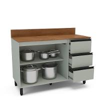 Balcão de Pia 2 Portas 3 Gavetas com Tampo Koya Politorno Móveis - 6