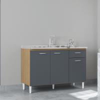 Balcão de Pia 3 Portas 1 Gaveta 120cm sem Pia  A434 Poquema - 1