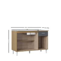 Balcão de Pia 3 Portas 1 Gaveta 120cm sem Pia  A434 Poquema