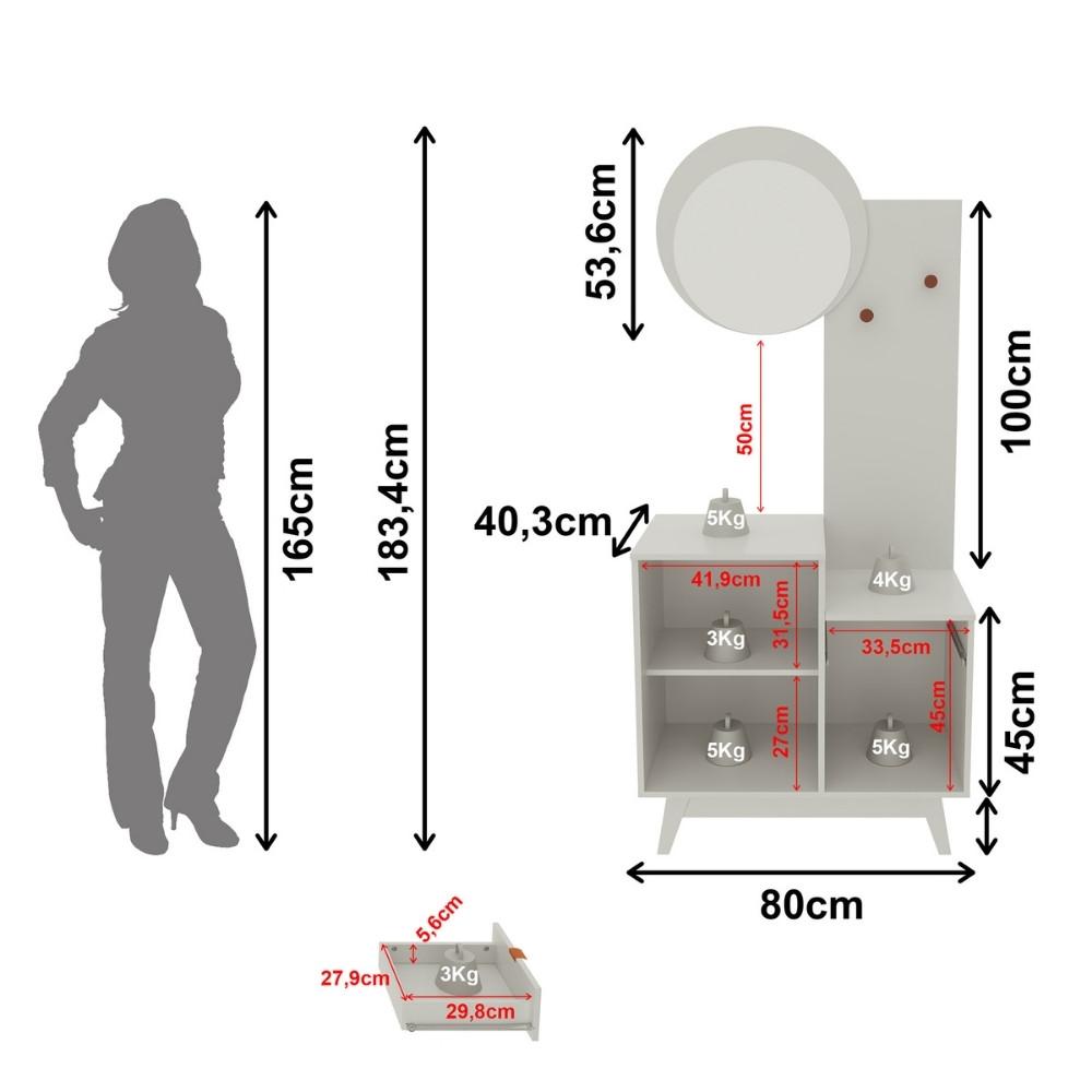 Aparador com Espelho 2 Portas 1 Gaveta AP2311 Tecno mobili - 5