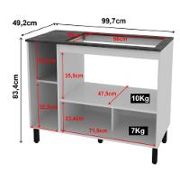 Balcão para Cooktop 5 Bocas 2 Portas BL3316 Tecno Mobili - 5