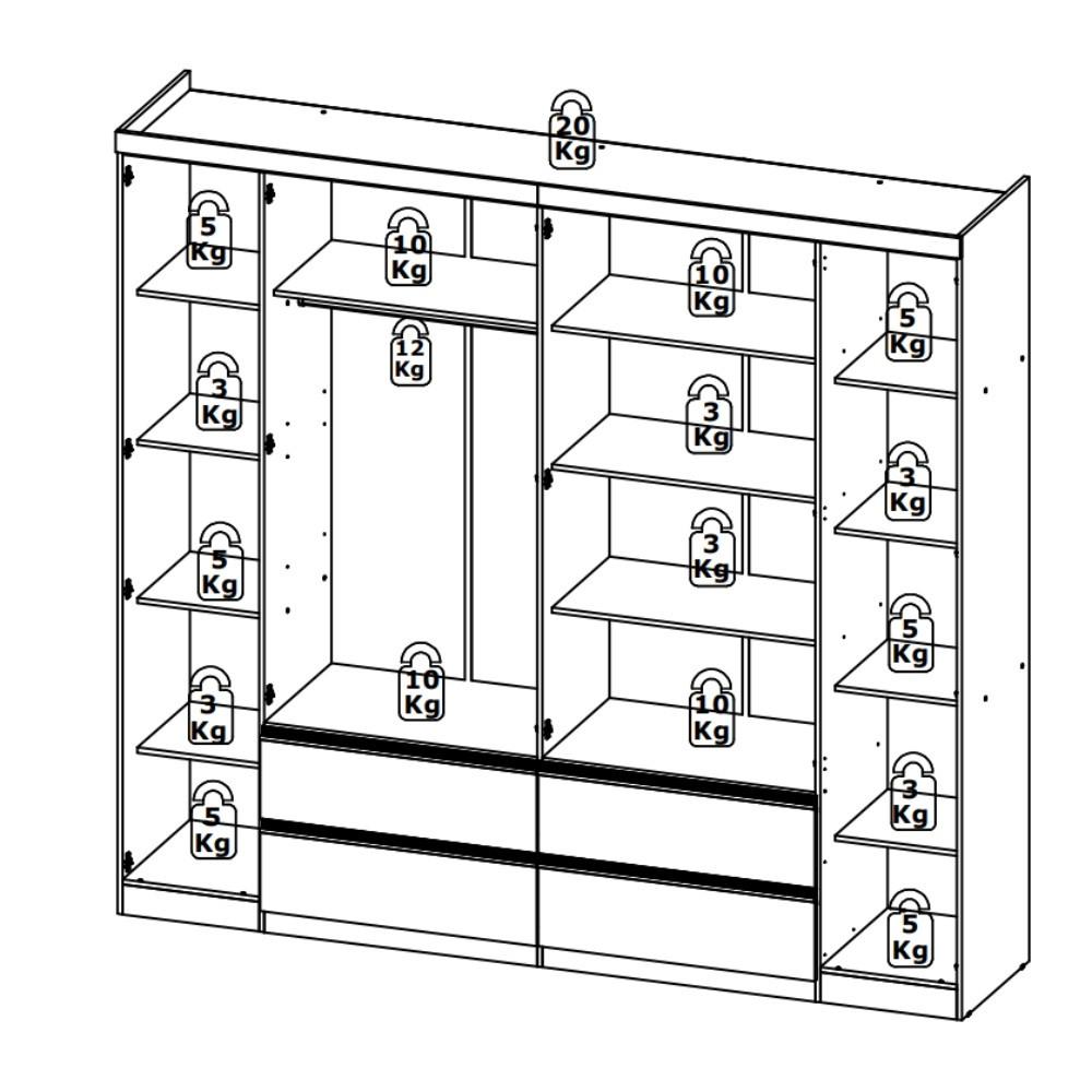 Guarda Roupa Casal 6 Portas 4 Gavetas Nobre THB - 3