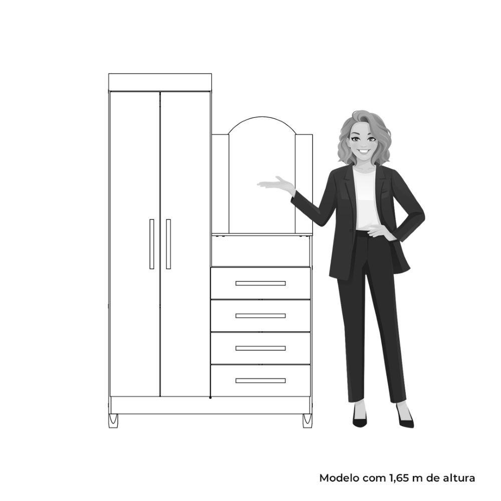 Cômoda Penteadeira 4 Gavetas Espelho Capri Damulti - 4