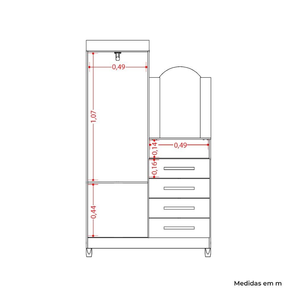 Cômoda Penteadeira 4 Gavetas Espelho Capri Damulti - 5