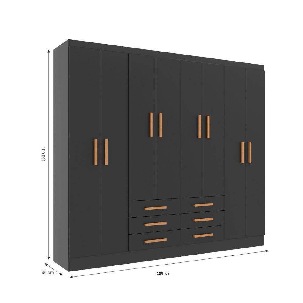Guarda Roupa Casal 8 Portas 6 Gavetas Paris Evidência Móveis - 4