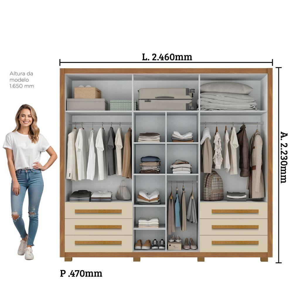 Guarda Roupa Casal 6 Portas 6 Gavetas com Pés Veneto Maxel Móveis - 4
