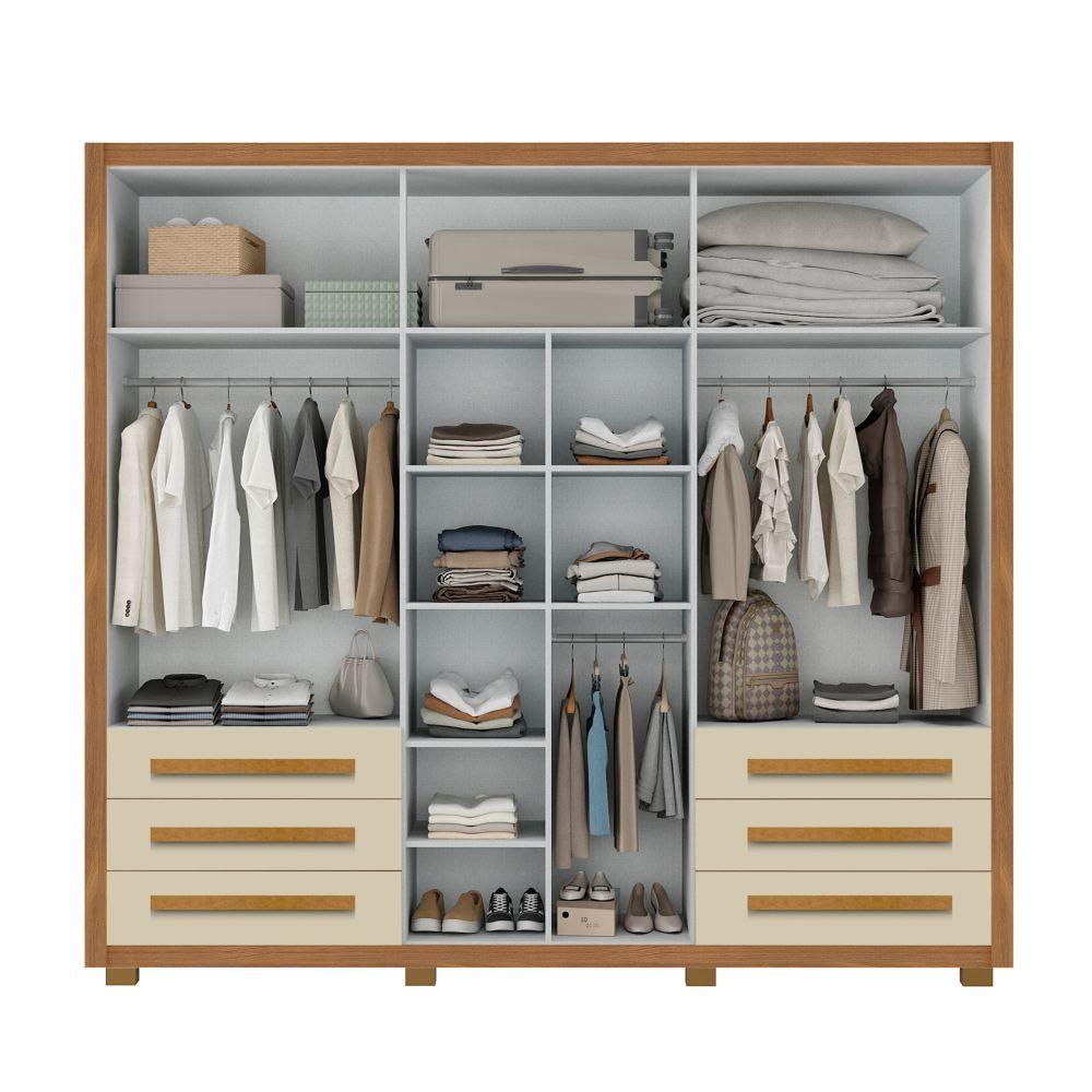 Guarda Roupa Casal com Espelho 6 Portas 6 Gavetas e Pés Veneto Maxel Móveis - 3