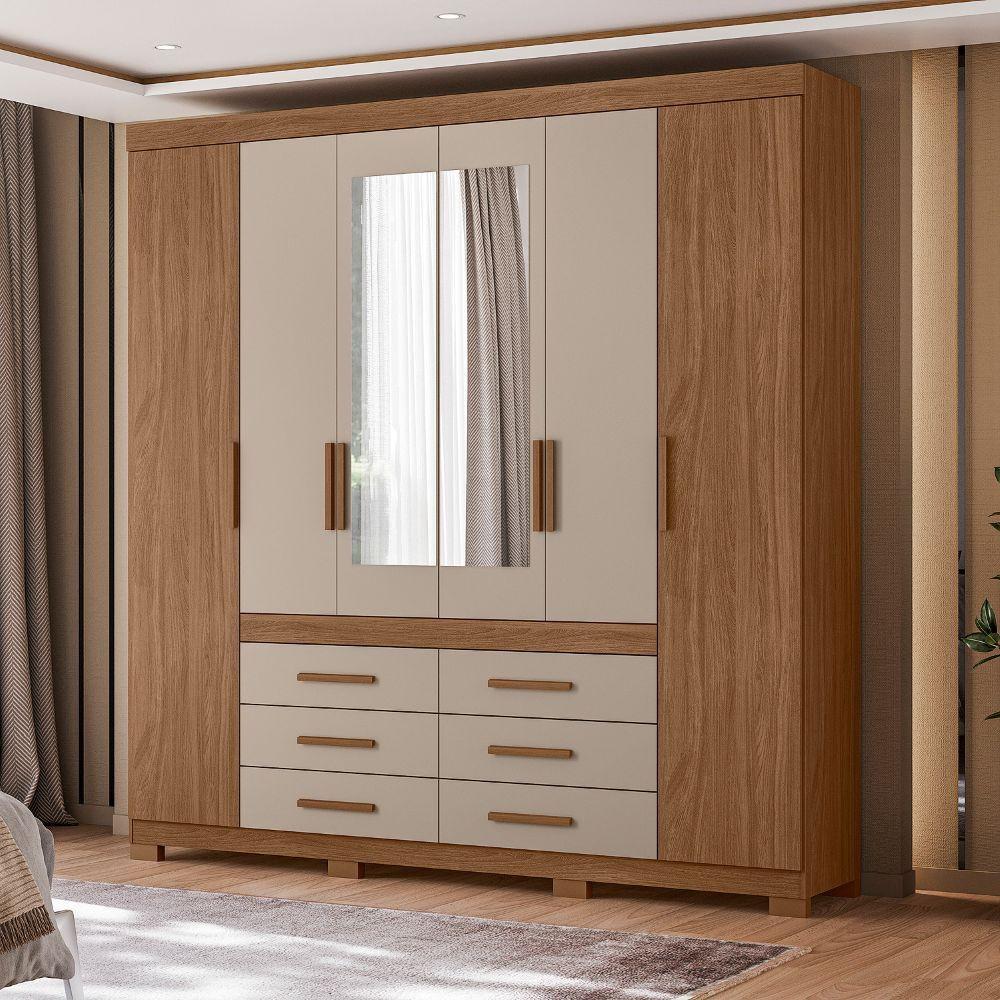 Guarda Roupa Casal com Espelho 6 Portas 6 Gavetas e Pés França Moval - 1
