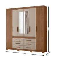 Guarda Roupa Casal com Espelho 6 Portas 6 Gavetas e Pés França Moval - 4