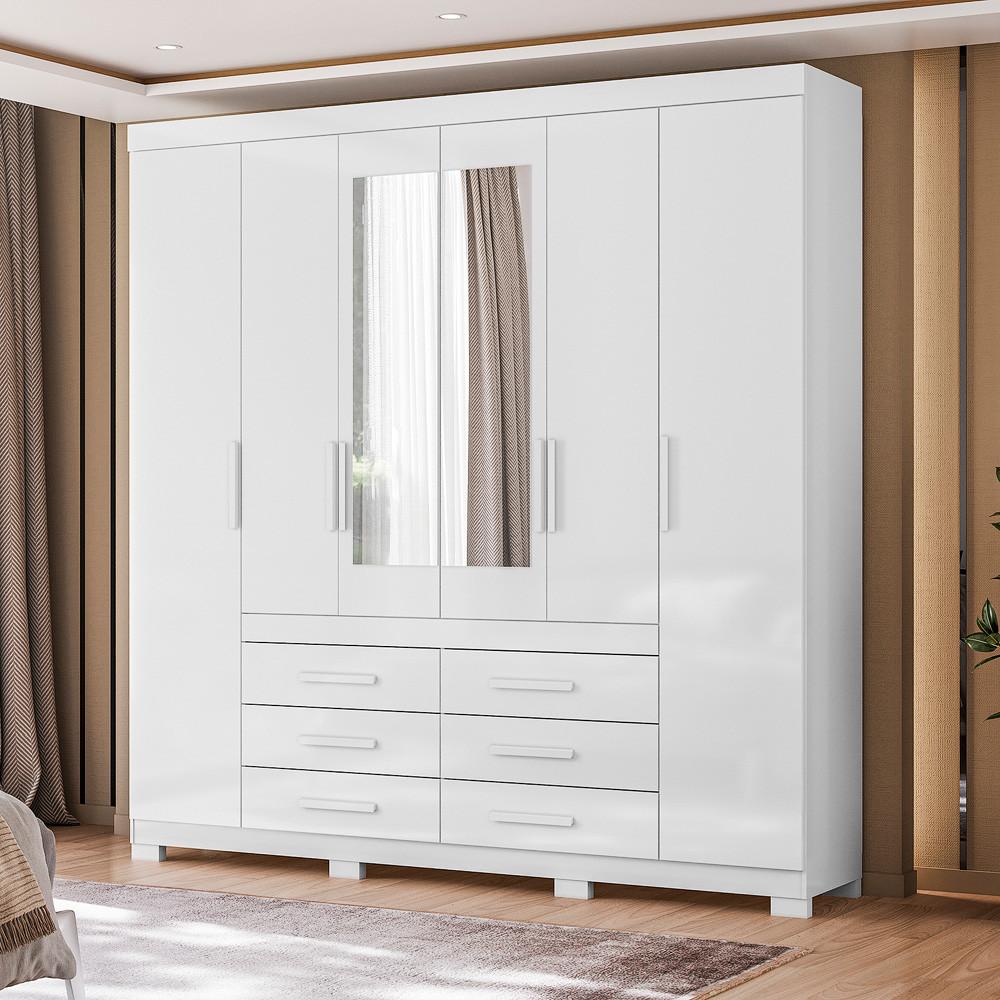 Guarda Roupa Casal com Espelho 6 Portas 6 Gavetas e Pés França Moval - 1