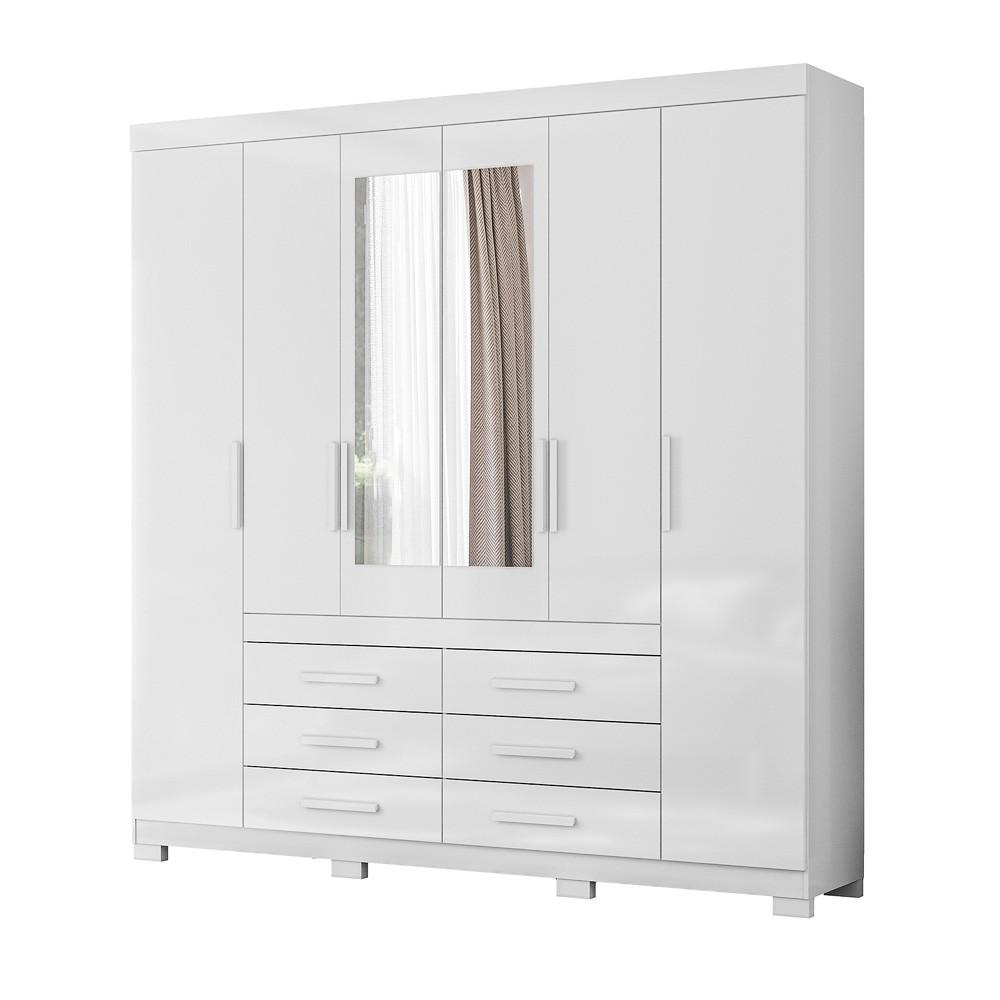 Guarda Roupa Casal com Espelho 6 Portas 6 Gavetas e Pés França Moval - 2