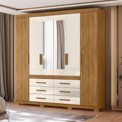Guarda Roupa Casal com Espelho 6 Portas 6 Gavetas e Pés França Moval