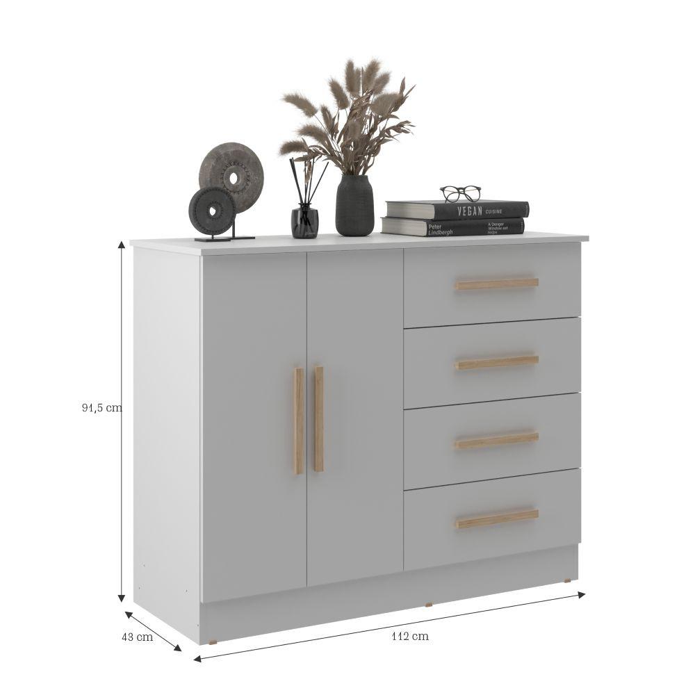 Cômoda 4 Gavetas 2 Portas Bariloche Móveis Sul - 4