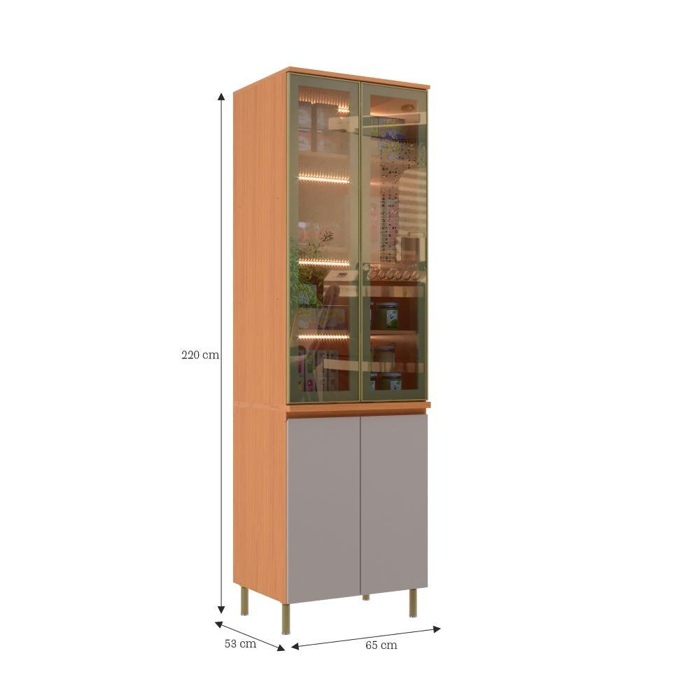 Cristaleira com LED e Vidro 4 Portas Florença Móveis Sul - 3