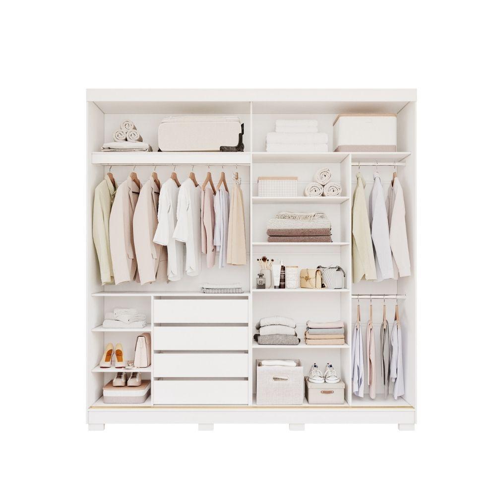 Guarda Roupa Casal com Espelho 2 Portas de Correr e Pés Em MDF Olivia Panan - 3