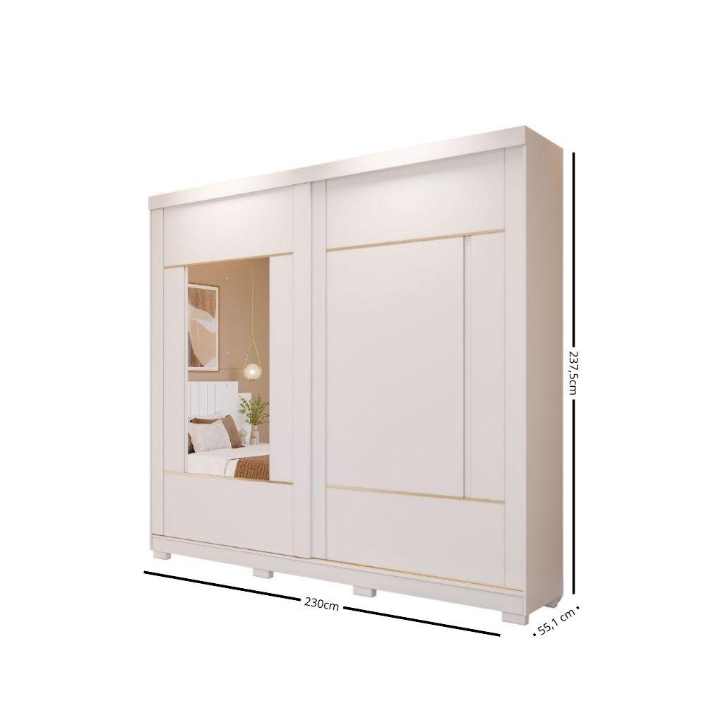 Guarda Roupa Casal com Espelho 2 Portas de Correr e Pés Em MDF Olivia Panan - 4