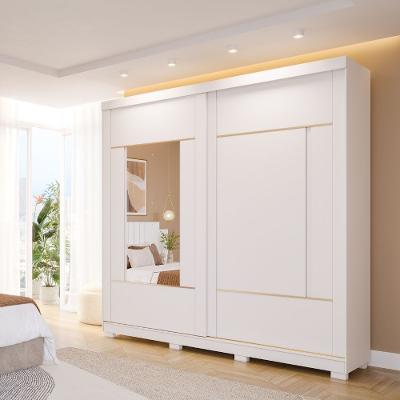 Guarda Roupa Casal com Espelho 2 Portas de Correr e Pés Em MDF Olivia Panan