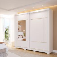 Guarda Roupa Casal com Espelho 2 Portas de Correr e Pés Em MDF Olivia Panan - 1