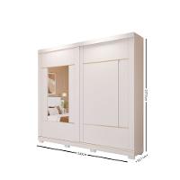 Guarda Roupa Casal com Espelho 2 Portas de Correr e Pés Em MDF Olivia Panan