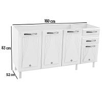 Balcão de Pia em Aço 4 Portas 2 Gavetas 160cm