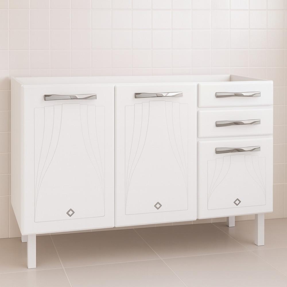 Balcão de Pia em Aço 3 Portas 2 Gavetas 120cm sem Pia Star New Telasul - 3