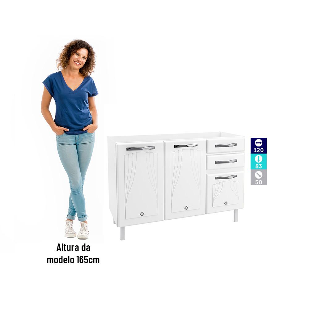 Balcão de Pia em Aço 3 Portas 2 Gavetas 120cm sem Pia Star New Telasul - 5