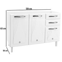 Balcão de Pia em Aço 3 Portas 2 Gavetas 120cm sem Pia Star New Telasul