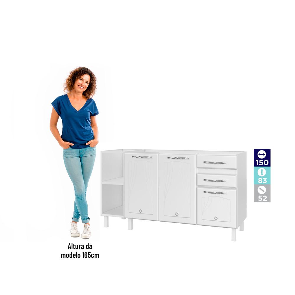 Balcão de Pia em Aço 3 Portas 2 Gavetas sem Pia Star New Telasul - 5