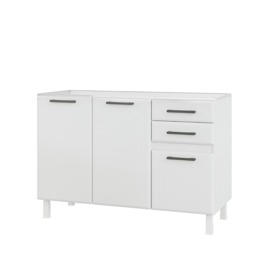 Balcão de Pia em Aço 3 Portas 2 Gavetas 120cm sem Pia Liz Telasul - 1