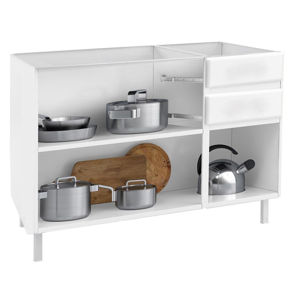 Balcão de Pia em Aço 3 Portas 2 Gavetas 120cm sem Pia Liz Telasul - 2