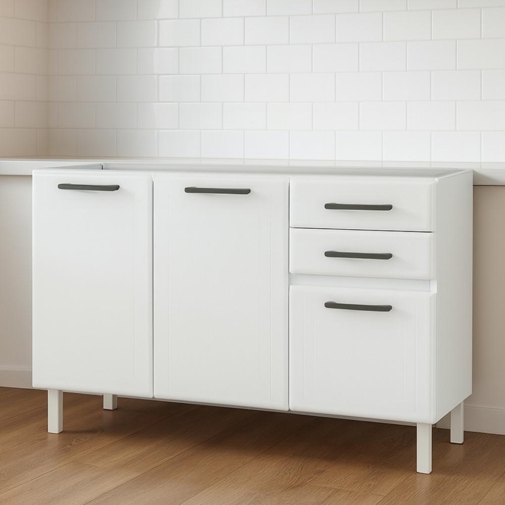 Balcão de Pia em Aço 3 Portas 2 Gavetas 120cm sem Pia Liz Telasul - 3